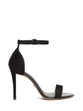 Arezzo Black Suede Sandal with Strap and Stiletto Heel