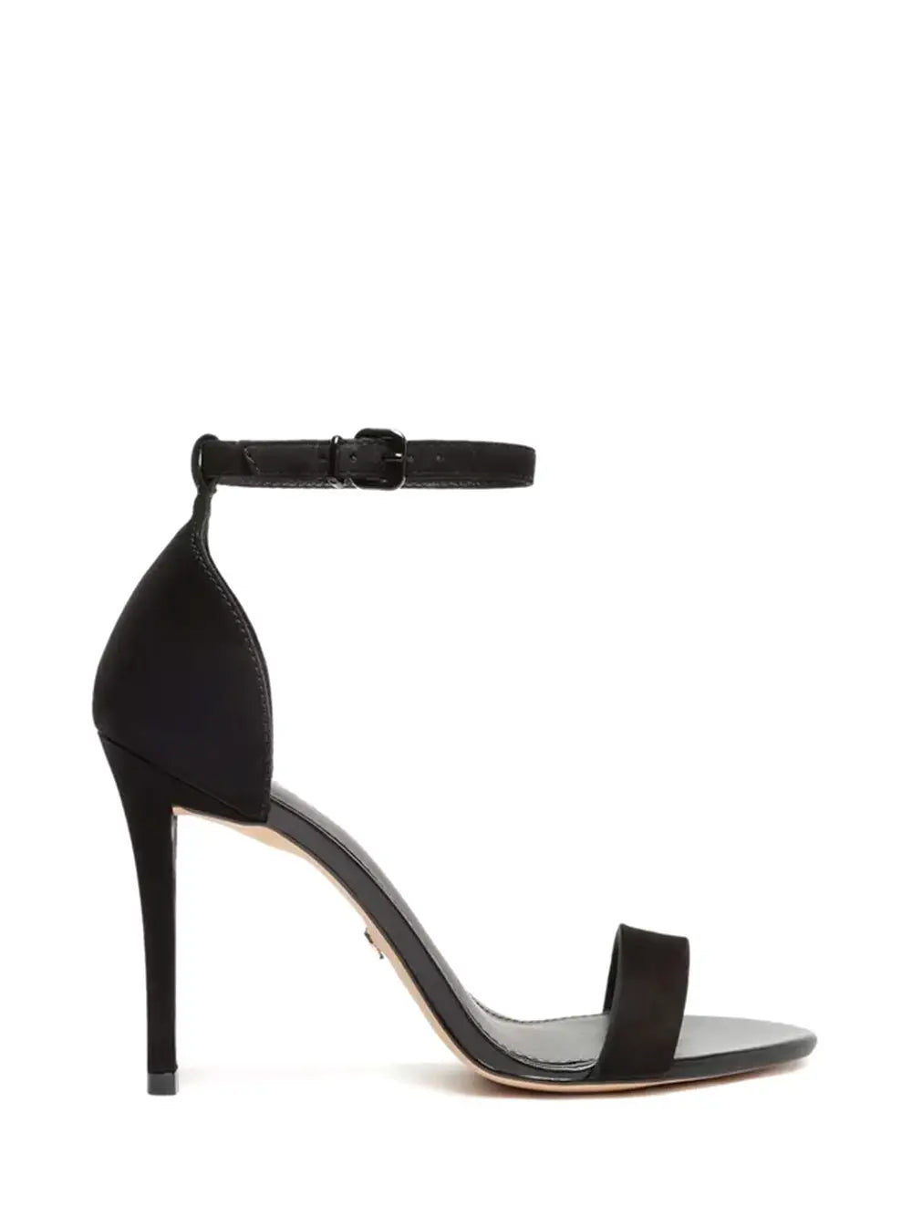 Arezzo Black Suede Sandal with Strap and Stiletto Heel
