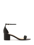 Black Leather Sandal with Ankle Strap