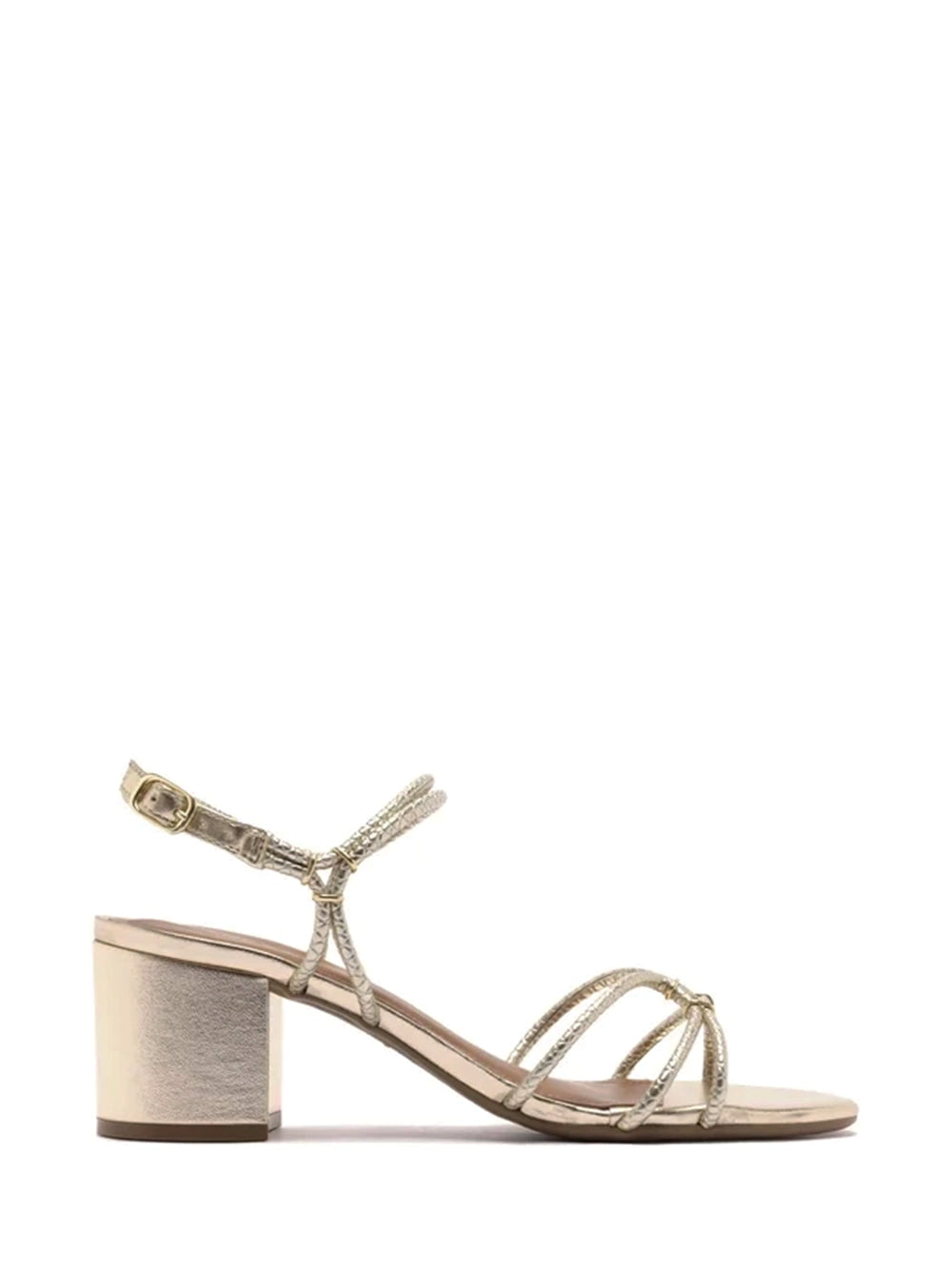 Gold Snake-Effect Leather Sandals