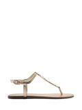 Sandalia Plana de Piel Dorada Slim Metales