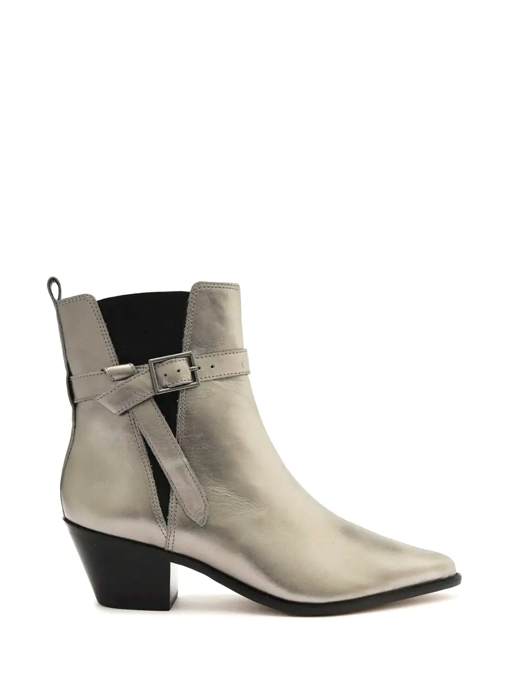 Arezzo Silver Leather Boot with Side Opening