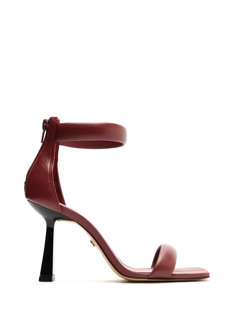 Arezzo Bordeaux Leather Sandal with Two Straps