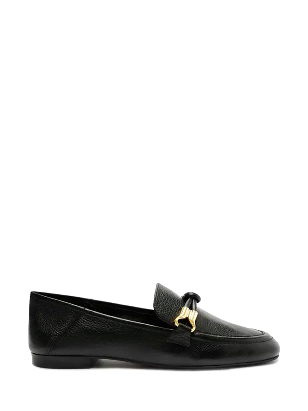 Arezzo Black Leather Loafers with Gold Detailing