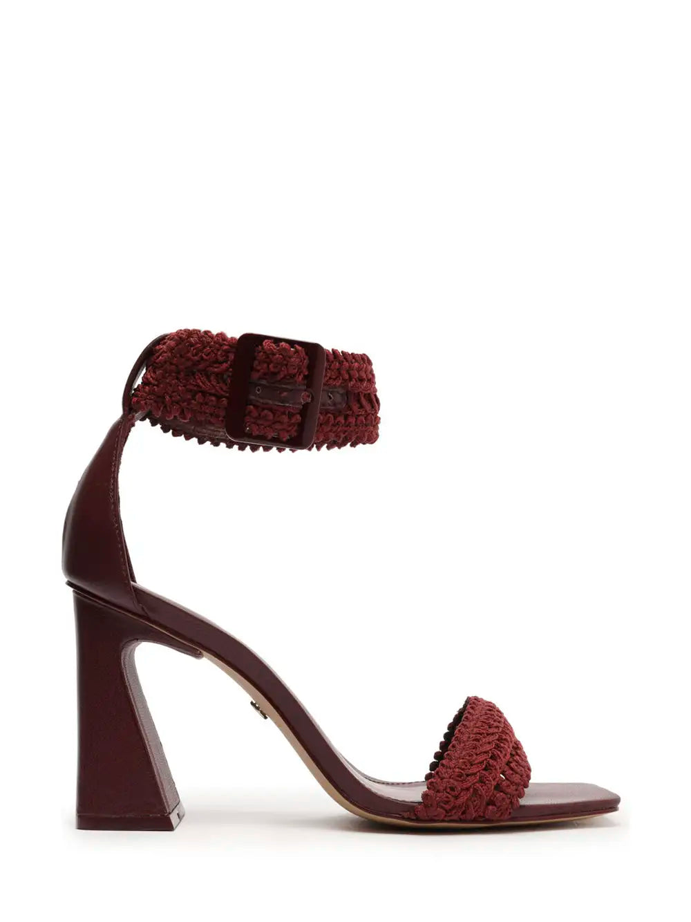 Arezzo Burgundy Leather Sandals with Fabric Straps