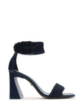 Arezzo Dark Blue Leather Sandals with Crochet Straps
