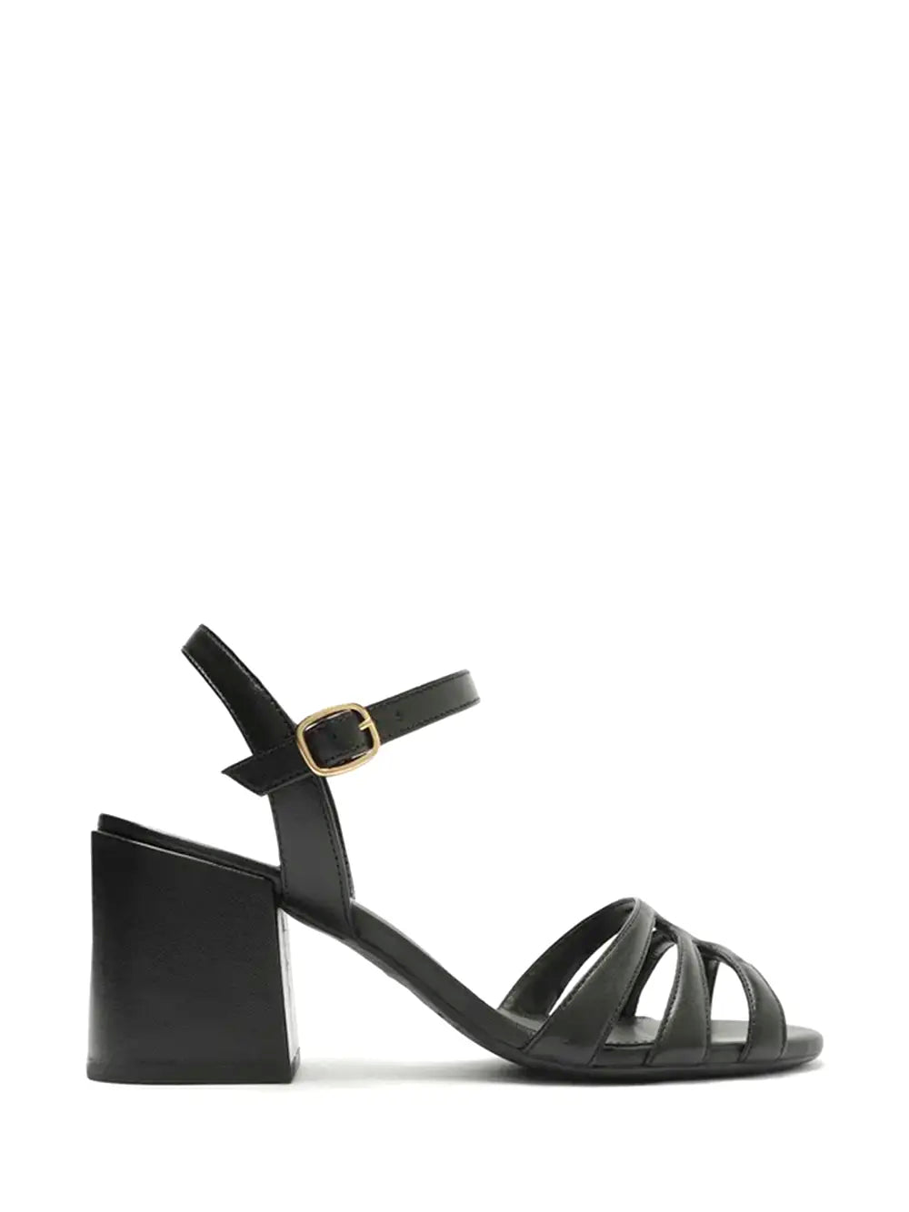 Arezzo Black Leather Multi-Strap Sandals