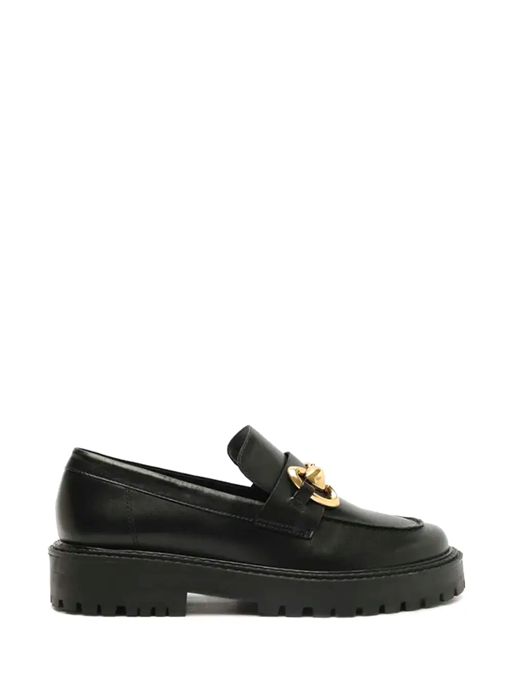 Arezzo Black Leather Loafer with Lug Sole