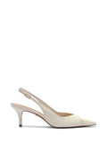 Scarpin em Pele Branca Salto Kitten Slingback