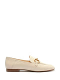 Loafer Arezzo em Pele Branca e Pormenor em Dourado