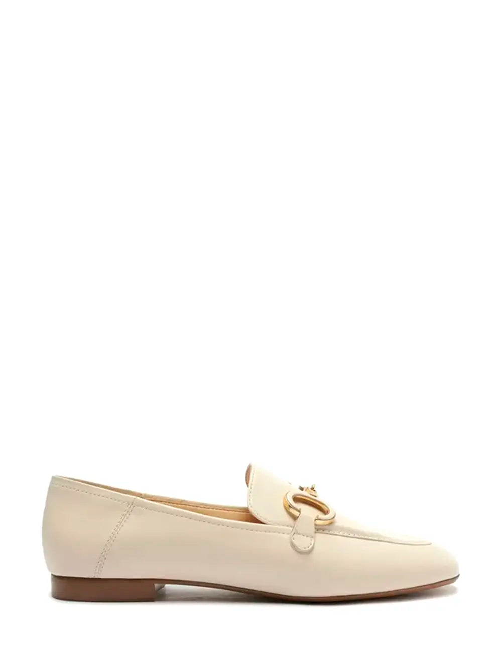 Arezzo White Leather Loafers with Gold Detail