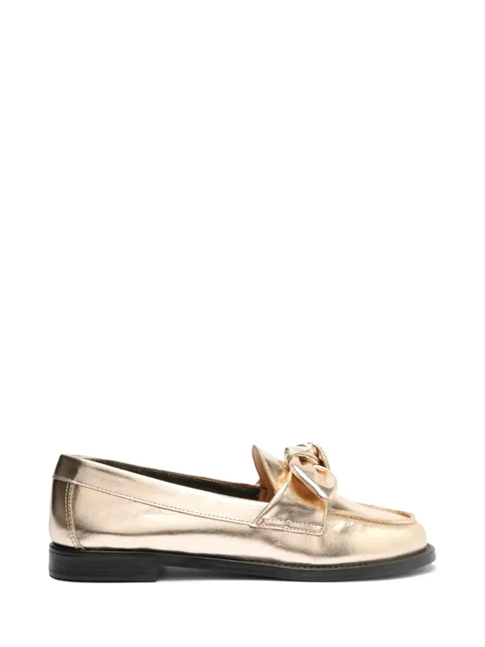 Arezzo Gold Leather Loafer with Bow Detail