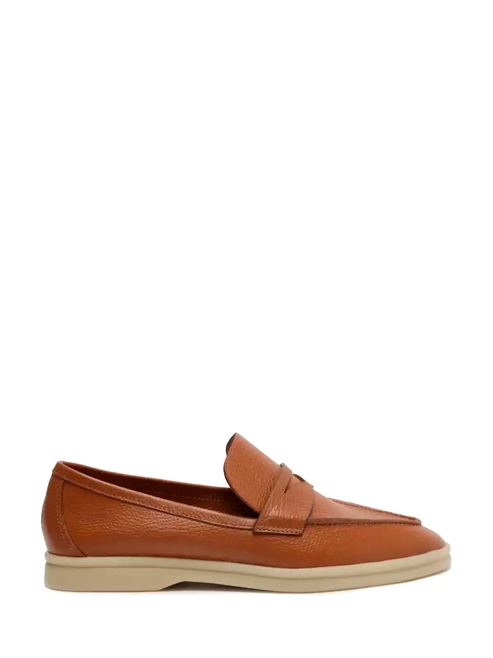 Arezzo Brown Leather Loafers with Toe Detail