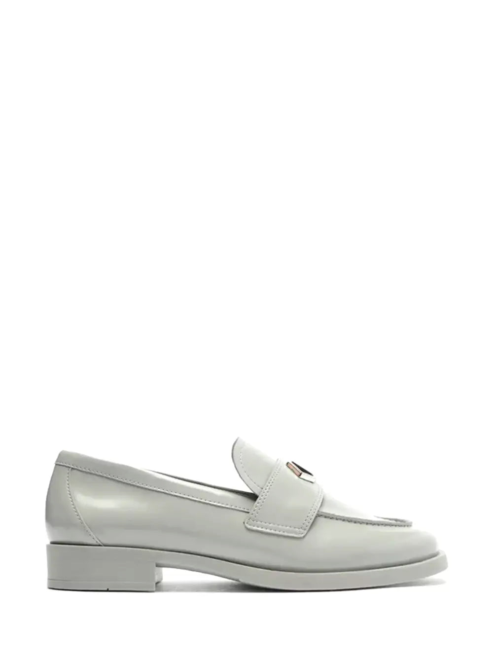 Arezzo Grey Leather Loafers with Silver Detail