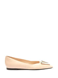 Sabrina Arezzo in Beige Leather and Metal on the Toe