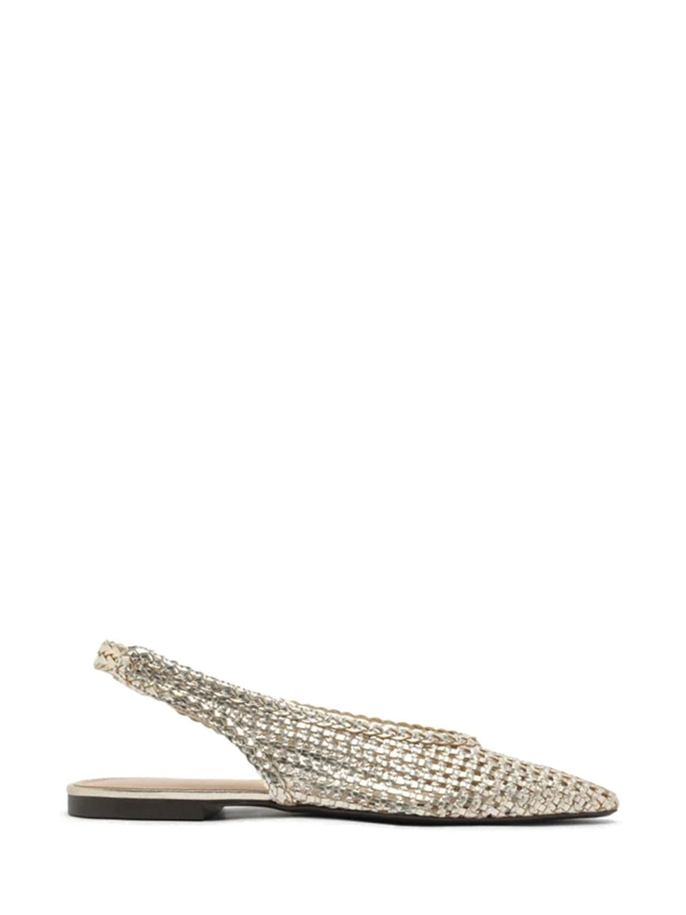 Gold Woven Pointed-Toe Flats
