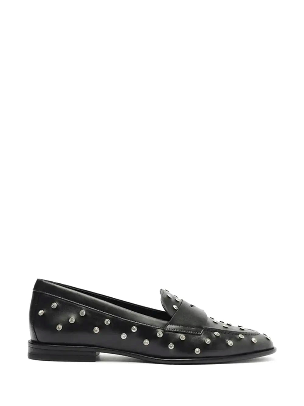 Black Arezzo Leather Loafers with Studs