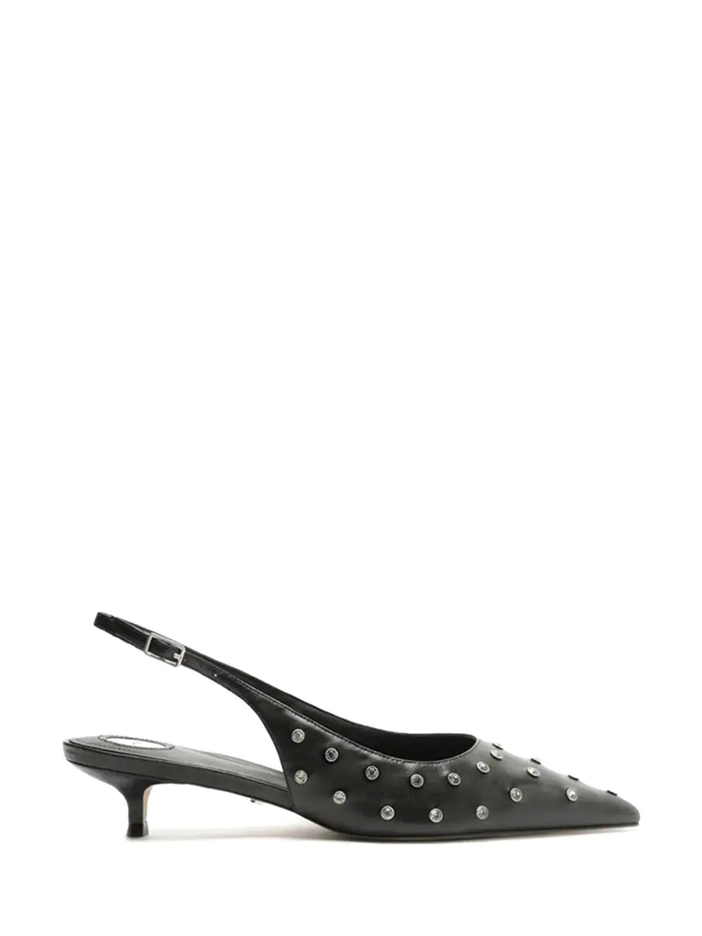 Scarpin Arezzo Preto em Pele com Tachinhas