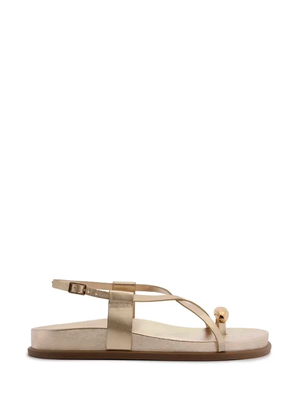 Gold Leather and Bold Metal Sandals