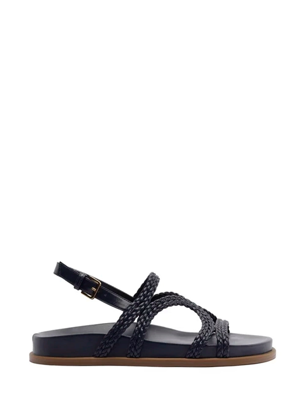 Blue Leather Braided Strap Sandals