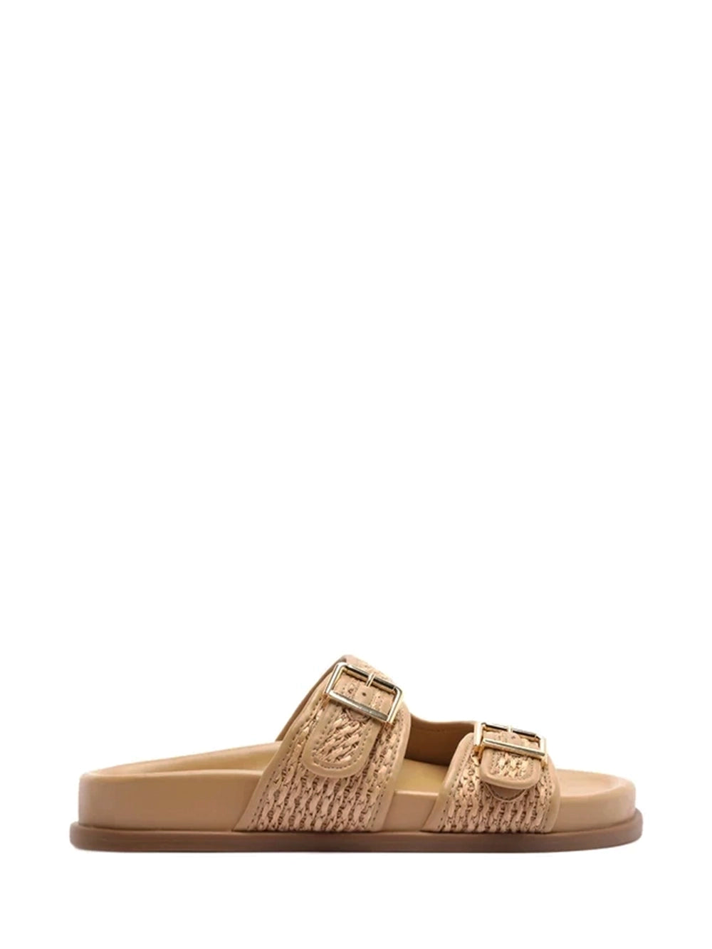 Beige Suede Sandals with Buckles