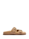 Sandalia de ante beige y hebillas