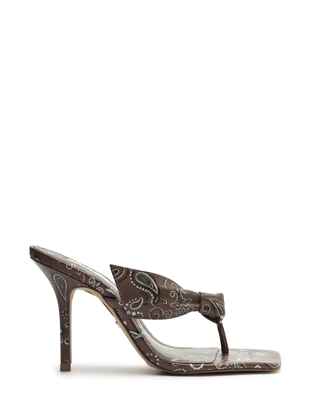 Arezzo Brown Paisley Print Sandal with Thin Strap