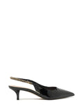 Black Arezzo Leather and Chain Pumps