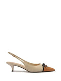 Scarpin em Pele Beige e Biqueira Castanha