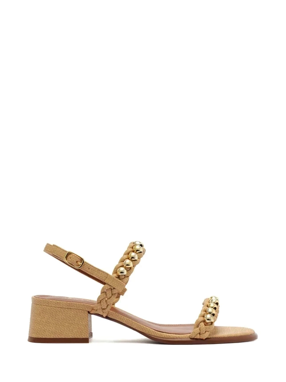 Beige Raffia Sandal Metallic Spheres