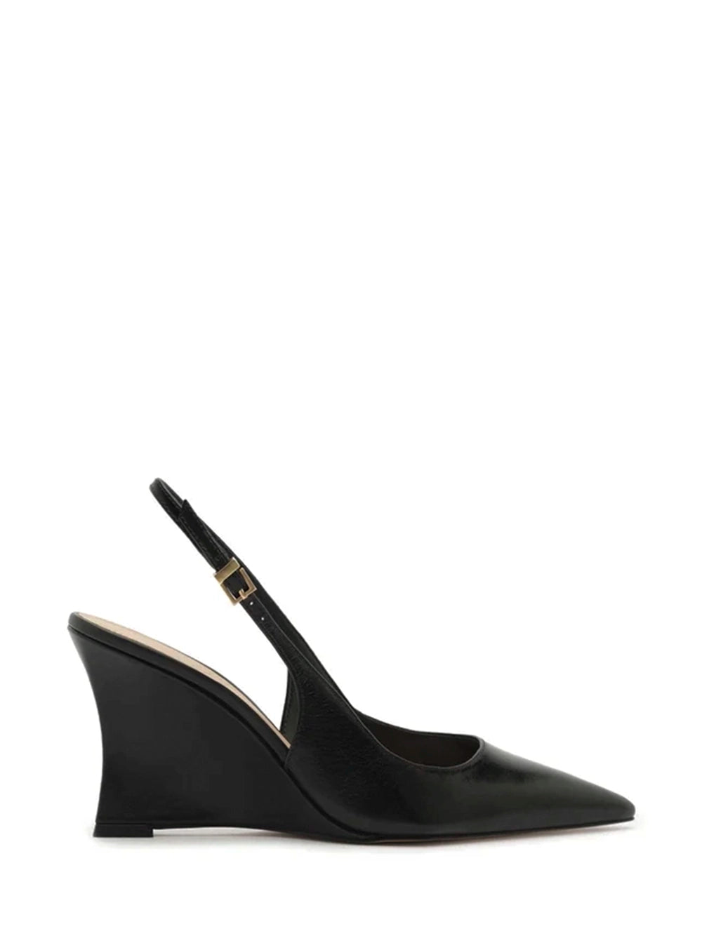 Scarpin Preto em Pele Salto Anabela