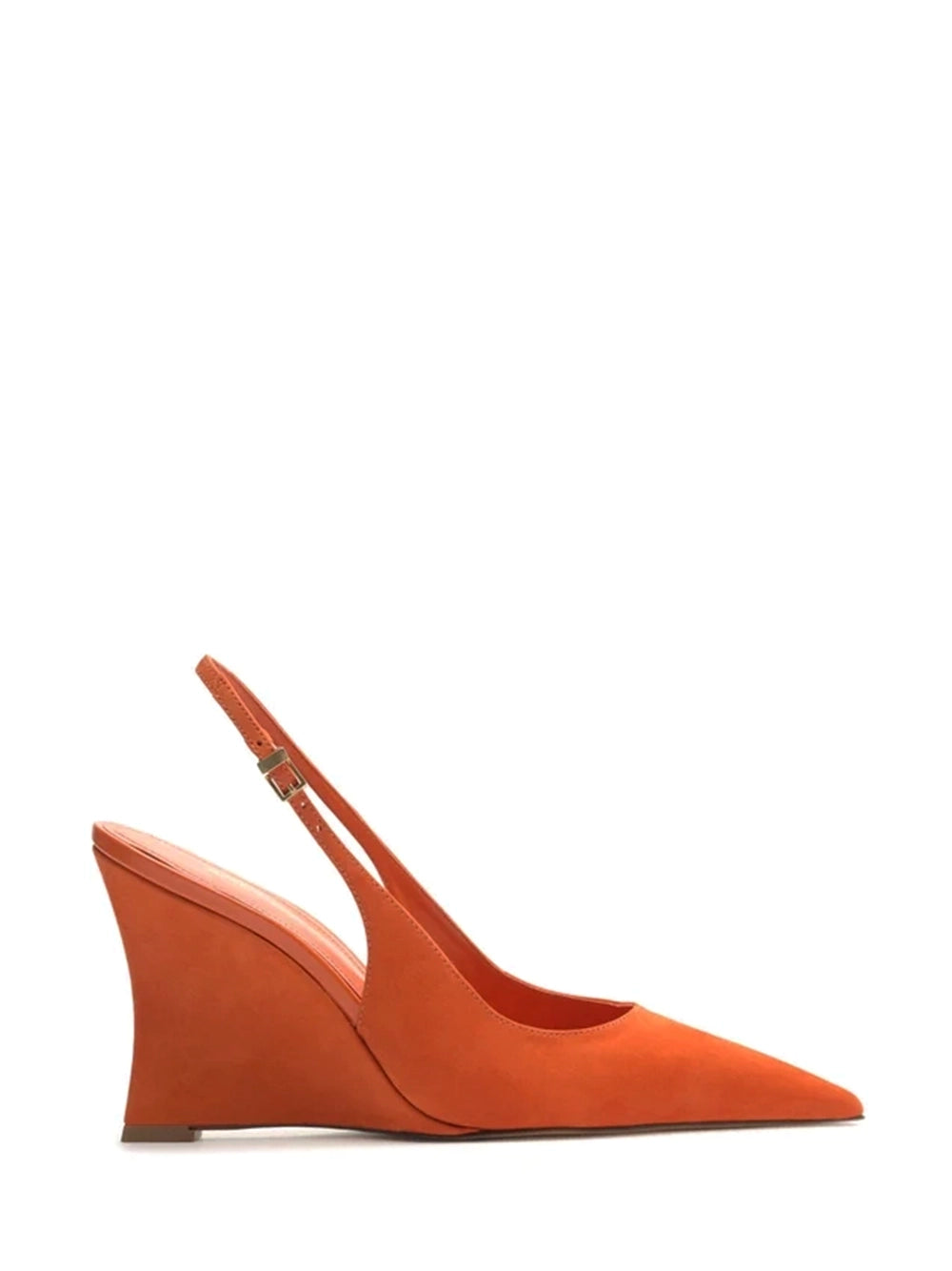Orange Suede Wedge Pumps