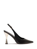 Scarpin Preto em Pele e Salto em Metal