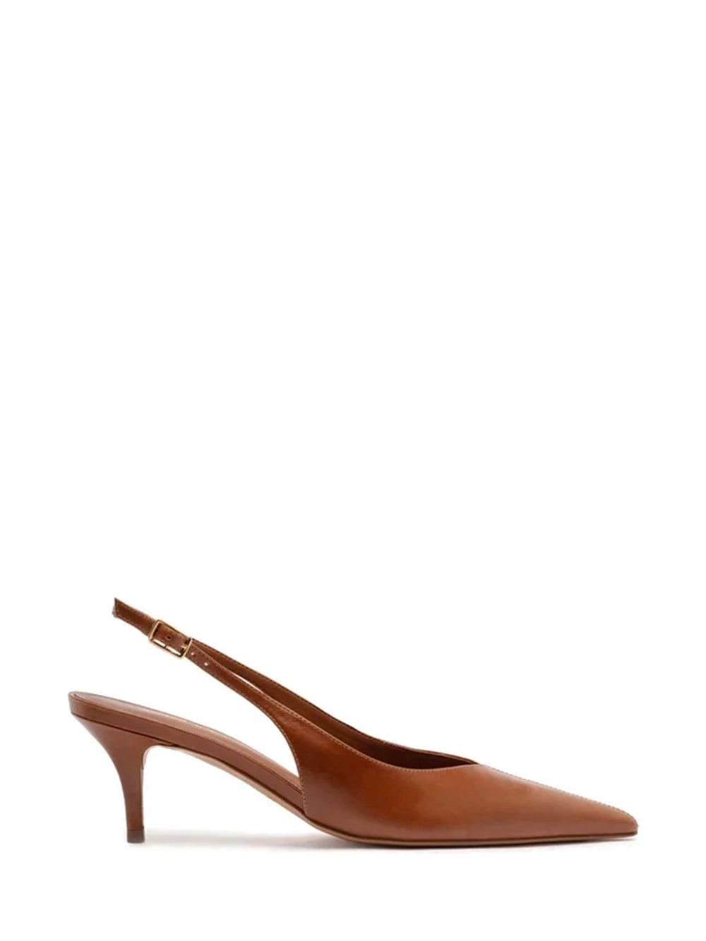 Brown Leather Kitten Heel Pumps