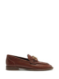 Loafer Arezzo em Pele Castanha e Metal