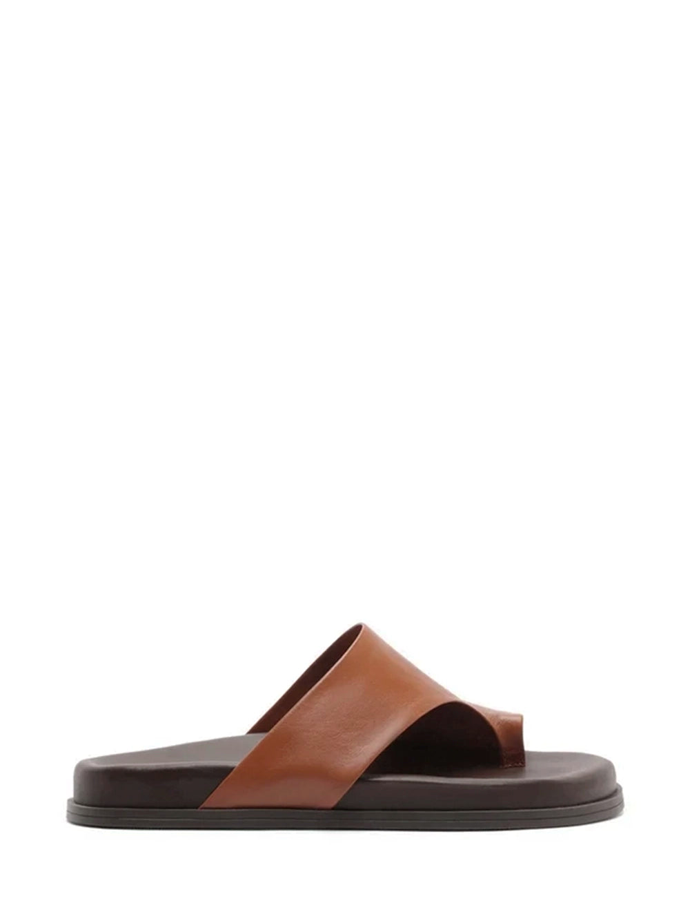 Brown Leather Sandals with Wide Strap