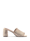 Gold Braided Block Heel Single Strap Sandal