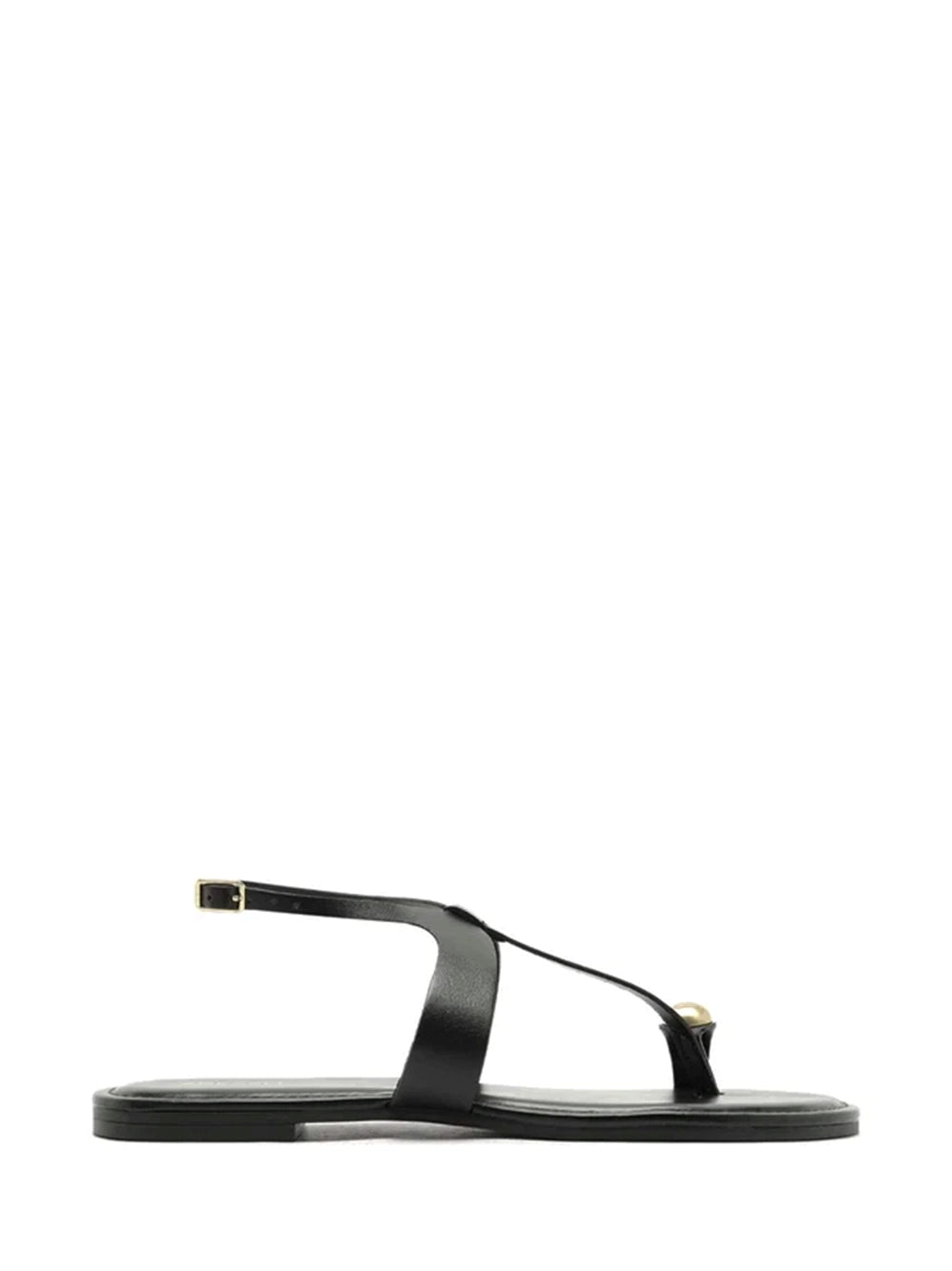 Black Leather and Metal Sandal