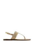 Golden Leather Sandal with Braided Strap
