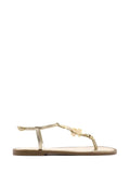 Gold Leather and Shell Sandals