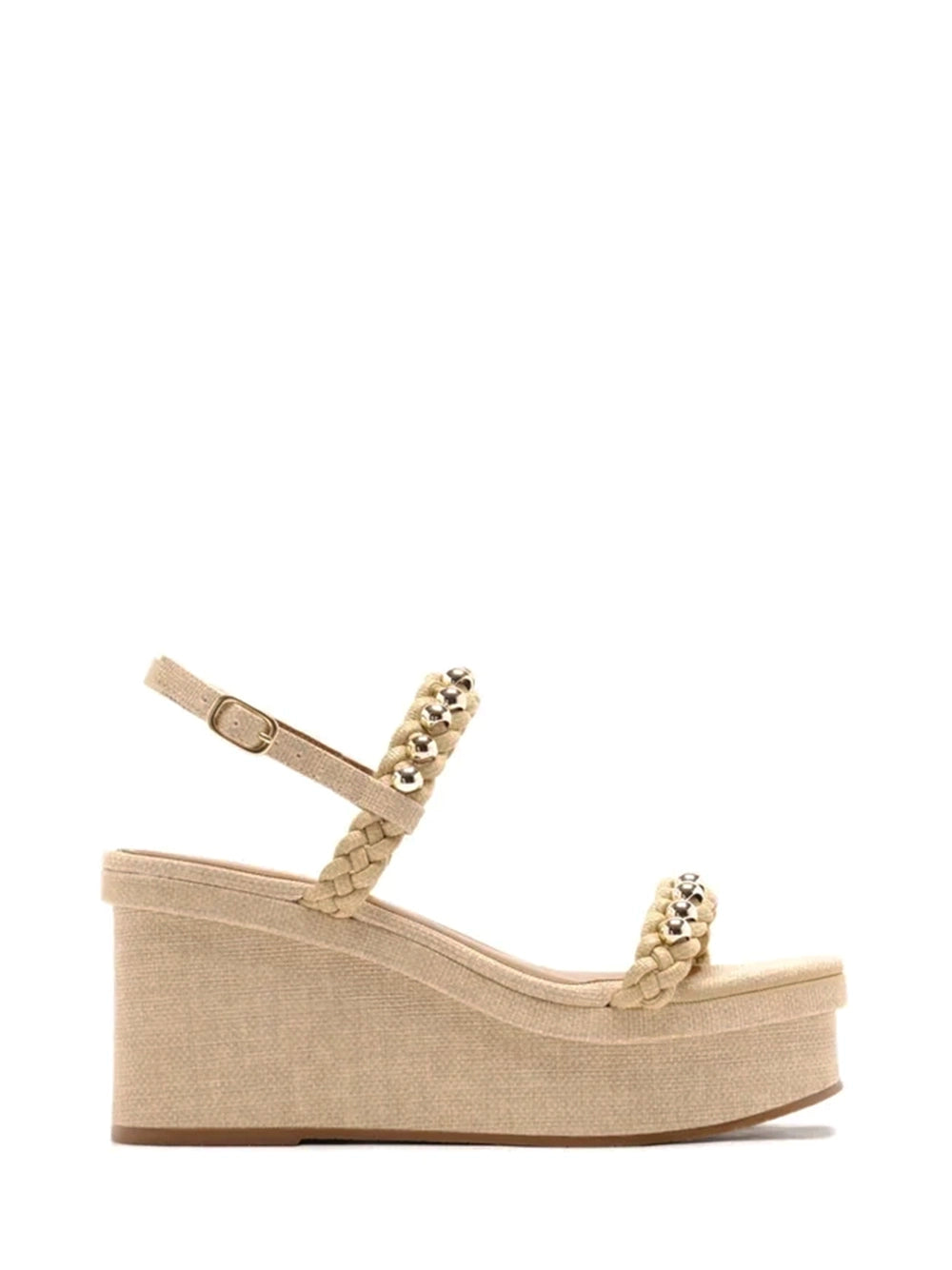 Beige Raffia Platform Sandals