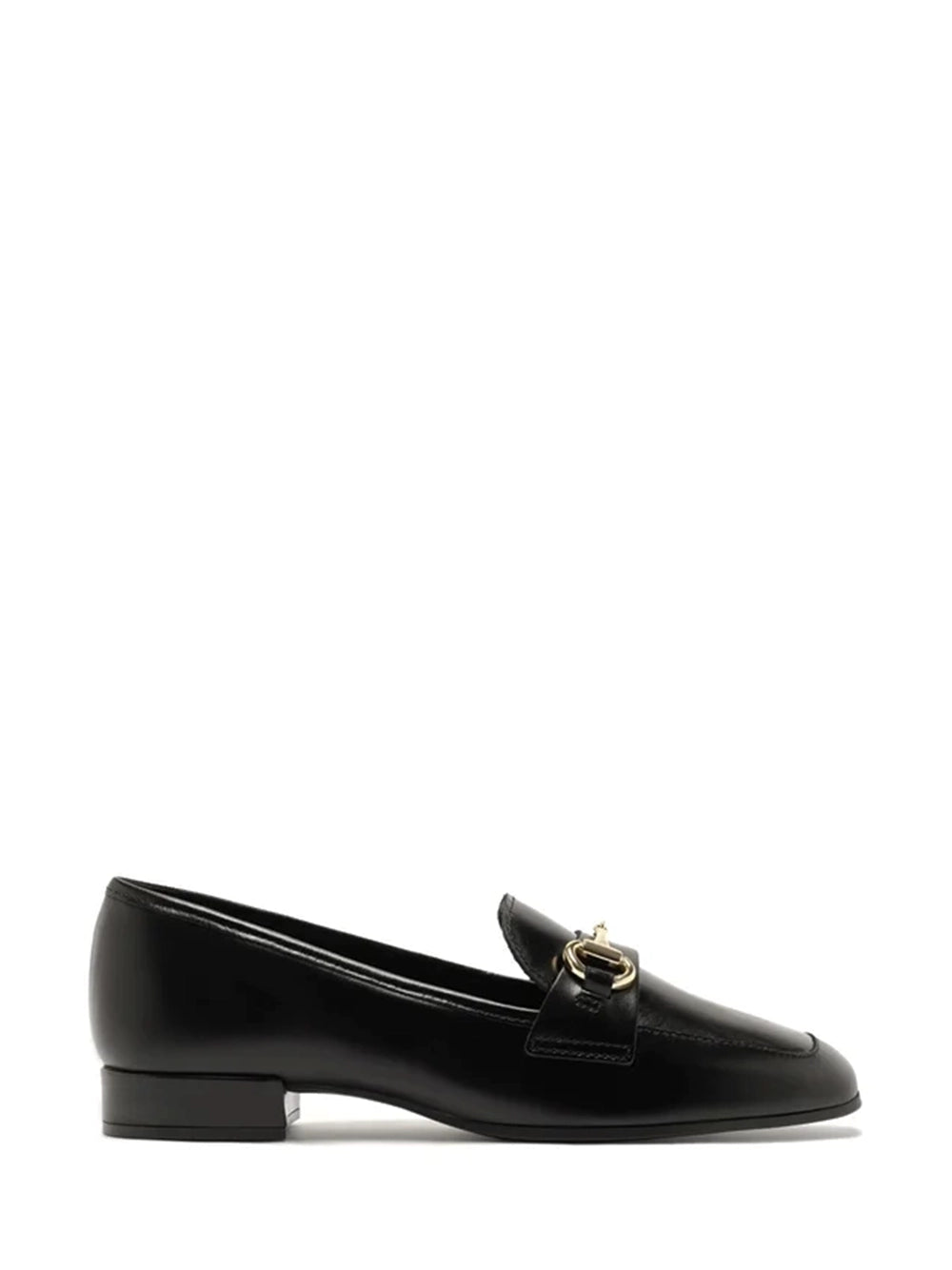 Loafer Arezzo Preto em Pele e Metal