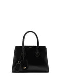 Mala Tote Midi Preta em Pele
