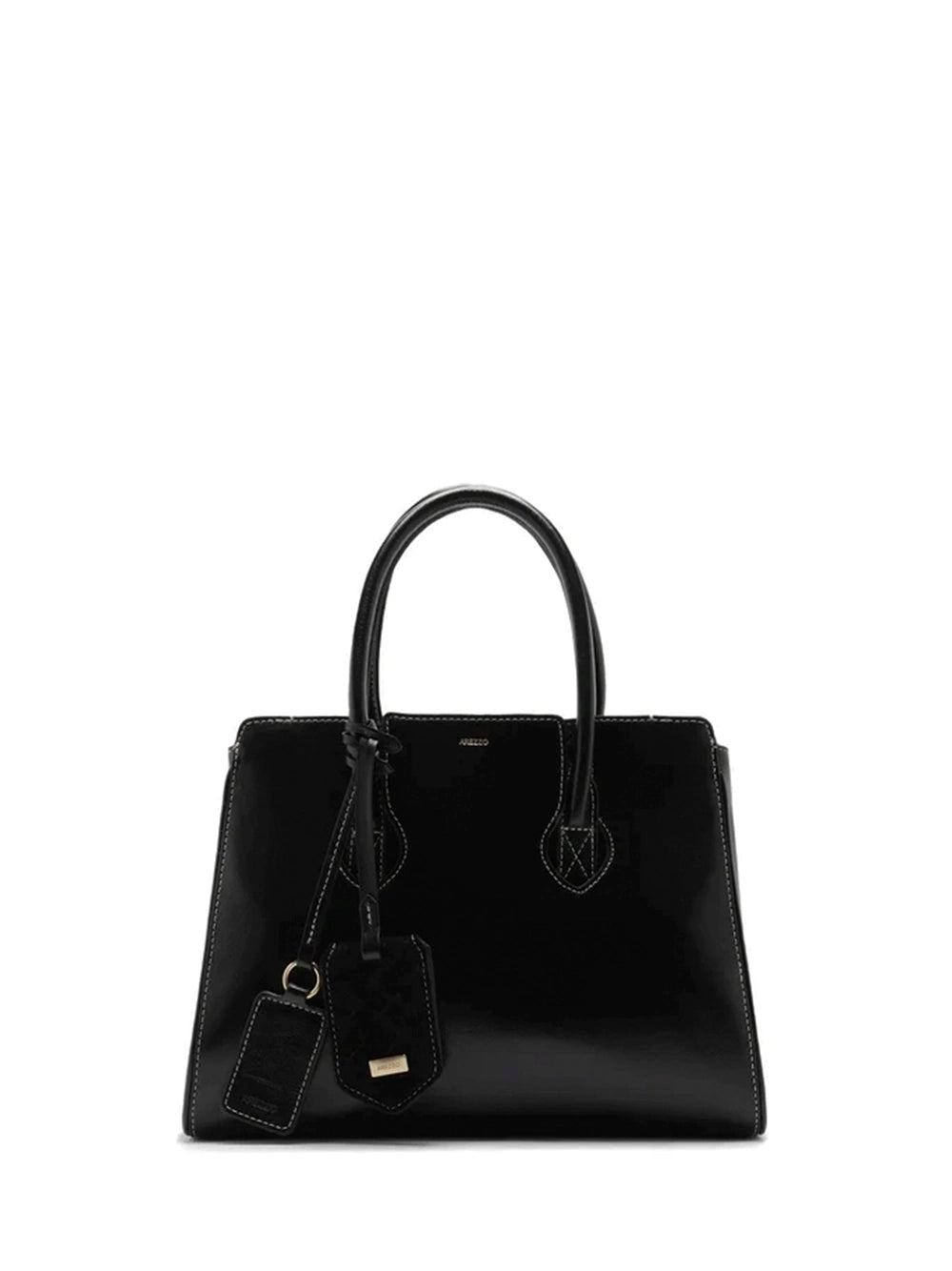 Black Midi Leather Tote Bag