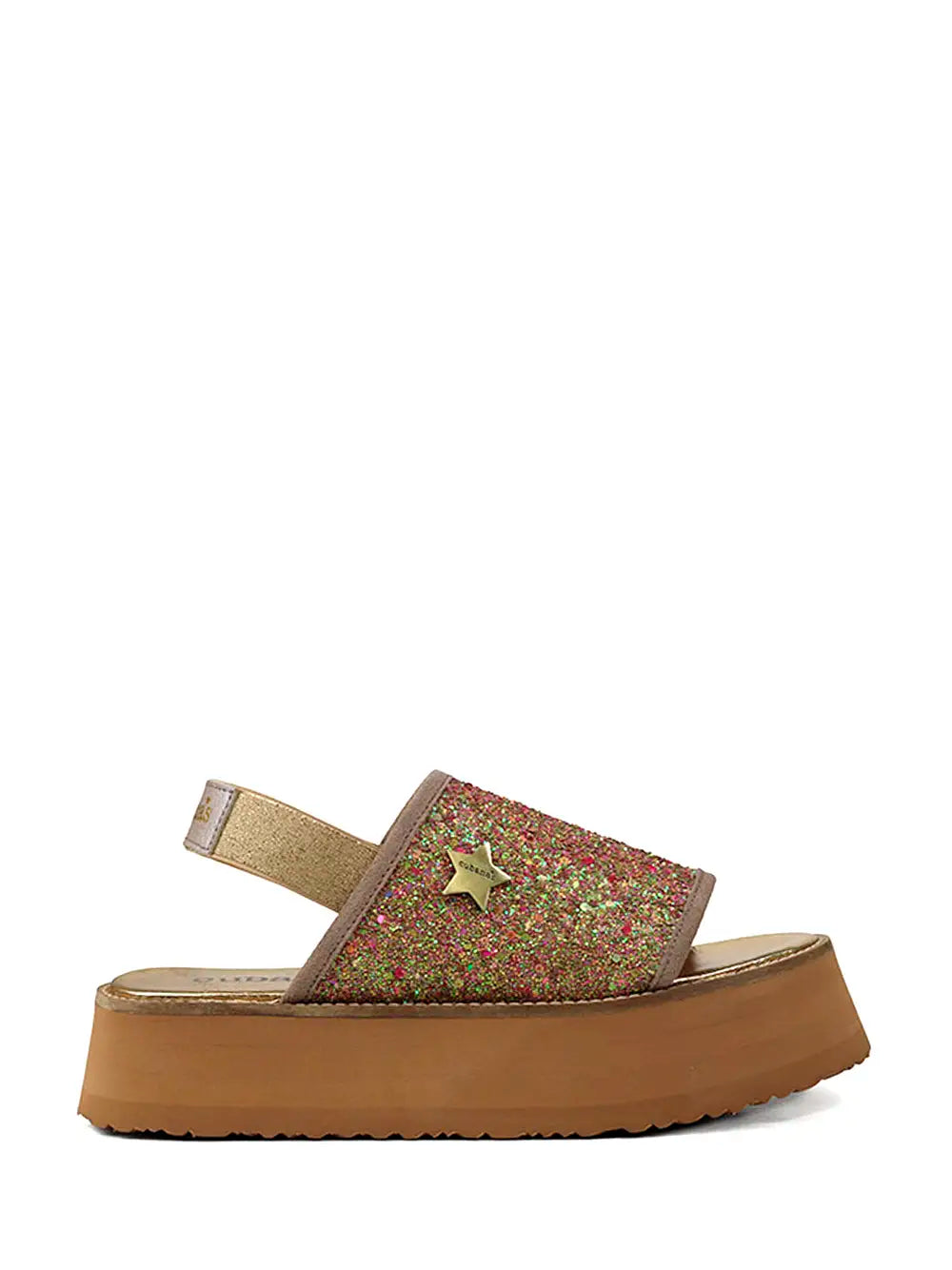 Sandália de Plataforma com Glitter Castanho