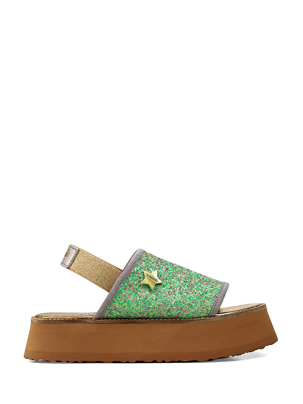Sandália de Plataforma com Glitter Verde