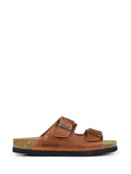 Amália Camel Leather Sandals with Two Straps