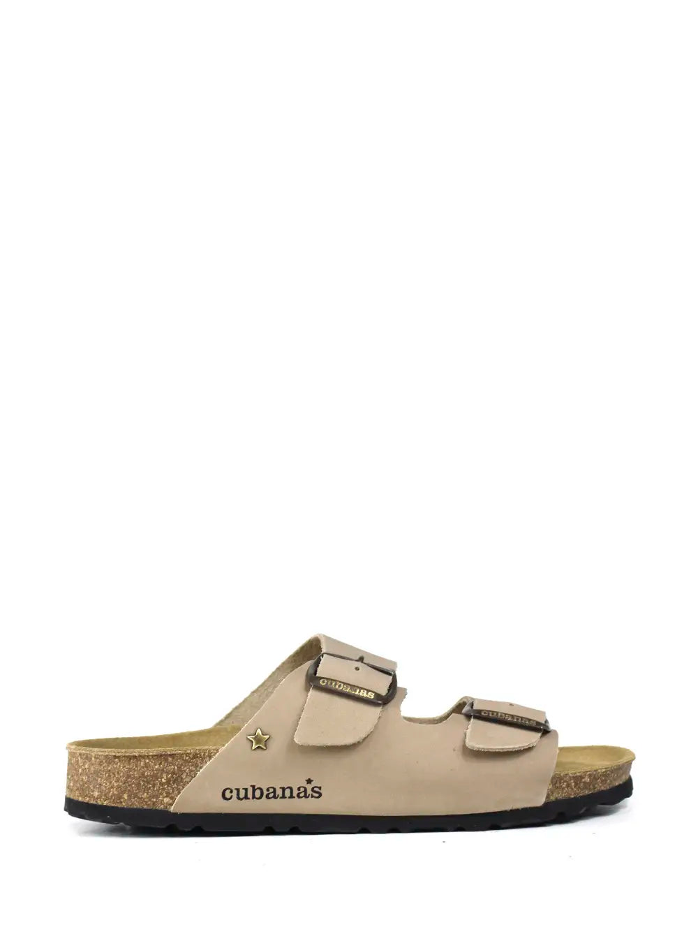 Men's Beige Leather Two-Strap Sandals