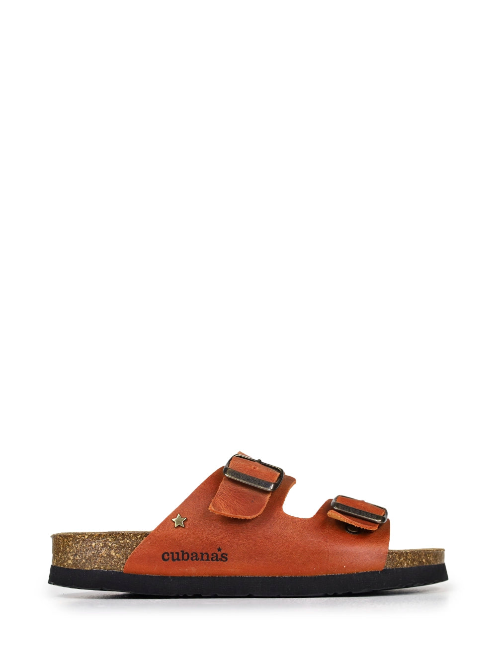Orange Leather Amália Sandals with Two Straps