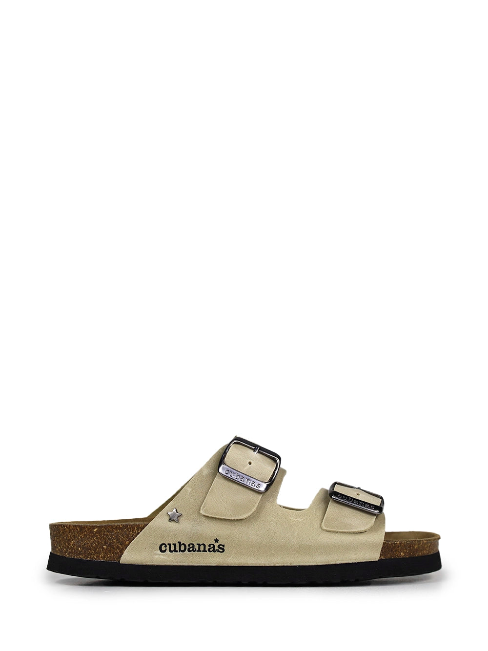 Amália Off-White Leather Two-Strap Sandals